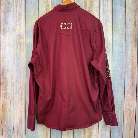 Rodeo Long Sleeve Pearl Snap Shirt Size XL Western Cowboy Maroon Red - Picture 4 of 8